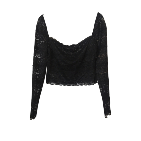 NWT Guess black lace long sleeve top - Picture 5 of 6